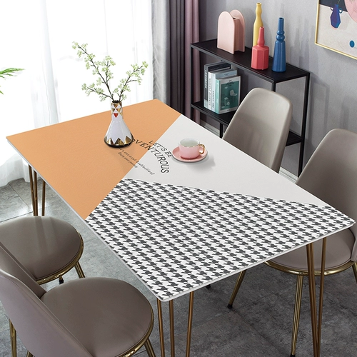 【Кремниевая настольная площадка】 Nordic Houndstooth Grid Столовая столовая ткань водонепроницаемый нефтяной прямоугольный домашний круглый столик журнальный столик sy