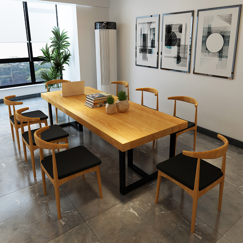 LOFT Solid Wood Industrial Wind Conference Table Long Table Brief Modern Table And Chairs Combined Desk Large Guest Talk Desk