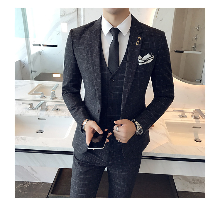 Anh phiên bản Hàn Quốc của bộ đồ ba mảnh tự canh phù hợp với bộ đồ nam chú rể mặc váy cưới chủ nhà nhỏ shop do nam cao cap