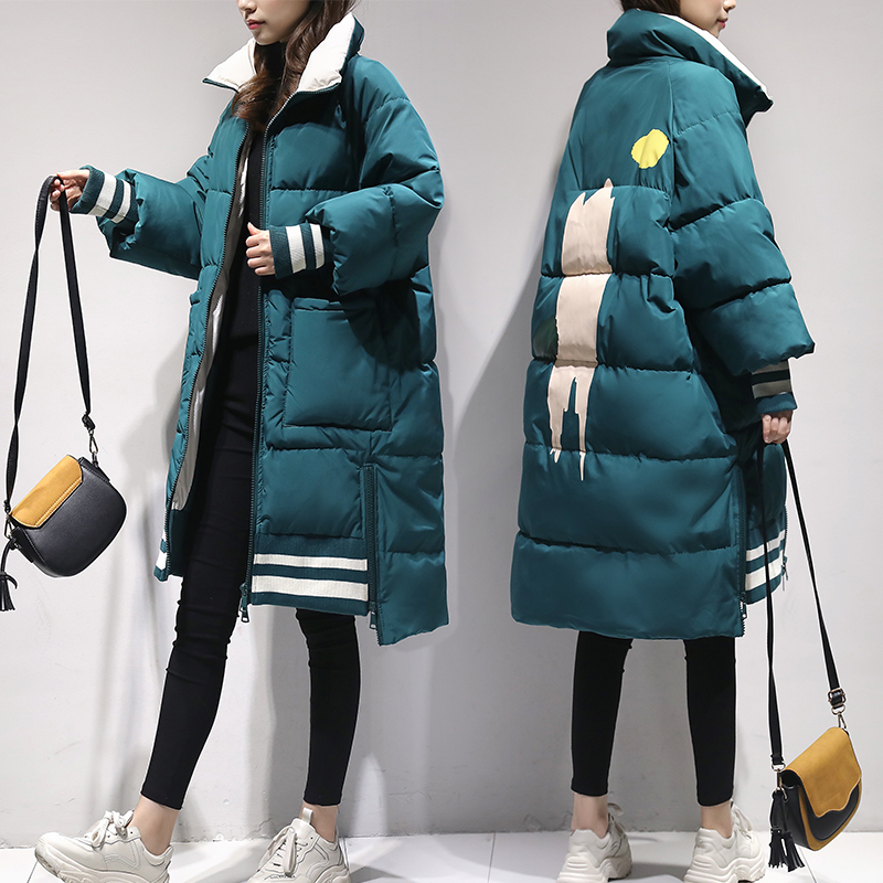 Pregnant woman winter clothing down cotton clothing 2022 new thickened jacket Han version Loose Pregnancy Post Cotton Padded Jacket in Long Cotton Padded Jacket 