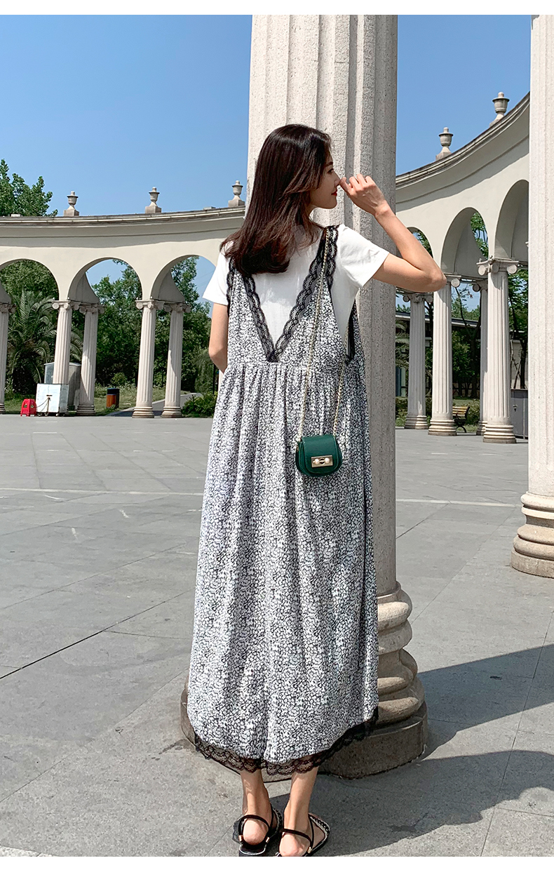 Bà bầu ăn mặc cổ tích siêu cổ tích dài đầu gối váy dài voan mùa hè bà bầu váy mùa hè váy thời trang phù hợp - Áo thai sản đầm bầu dự tiệc cao cấp