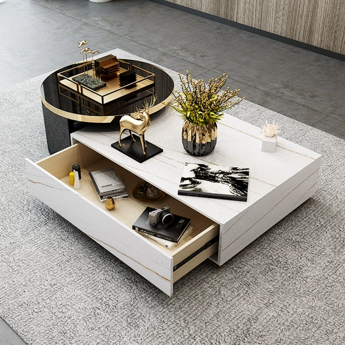 Роскошный круглый журнальный столик в скандинавском стиле, комбинация шкафов для телевизора, современная простая мебель из закаленного стекла для большой квартиры, мебель для гостиной