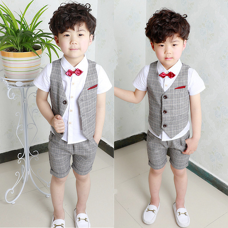 2021 Summer Boy Minor Suit Waistcoat Suit Small Chair Gown Three Sets 61 Children's Table Performance Clothing