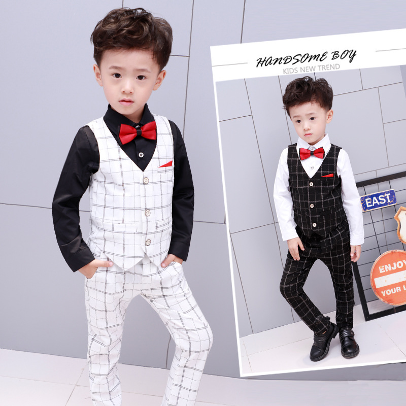 Autumn children's clothing 8 boys small suit vest suit 7 plaid 3-year-old children's suit three-piece suit 5 Korean version 6 boys 4