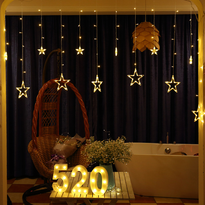 LED star light lamps Net red small color lights Starry curtains Bedroom room decoration Romantic Valentine's Day decoration