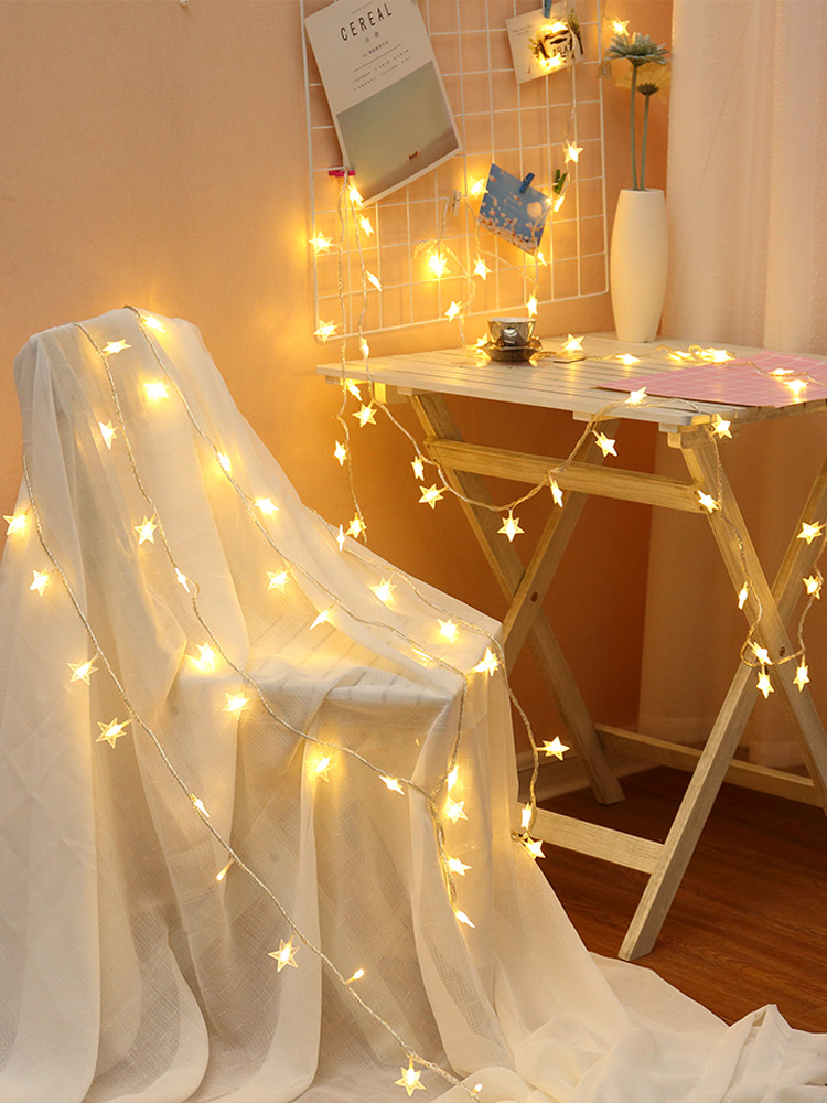 LED Star Lights Small Colorful Lights Flashing Lights String Full of Star Romantic Teen Rooms Stall Decorate Lighting Netting Red Lights