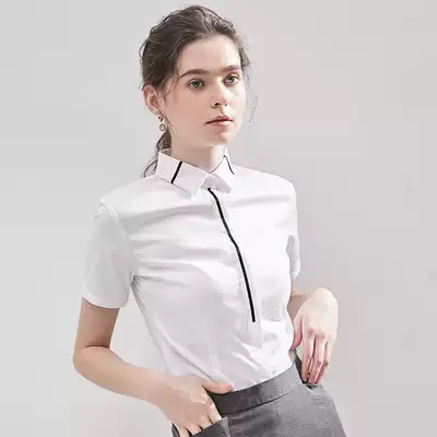 White shirt short sleeve slim work clothes dress gray shirt 2021 summer New OL inch shirt