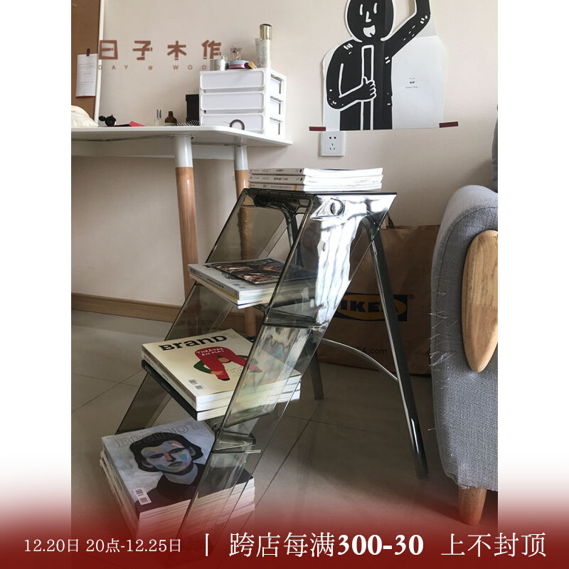 No attitude) ghost home net red ladder transparent folding multi-function shelf indoor portable creative bookshelf