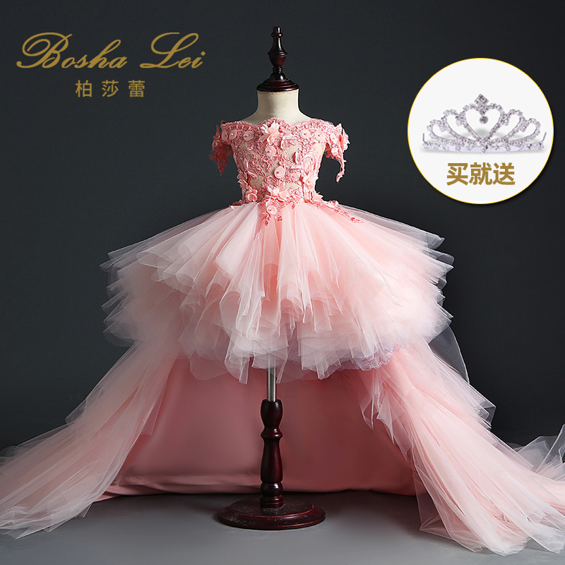 Children's dress Princess dress Girls flower fairy tail model catwalk puffy yarn small host summer evening dress