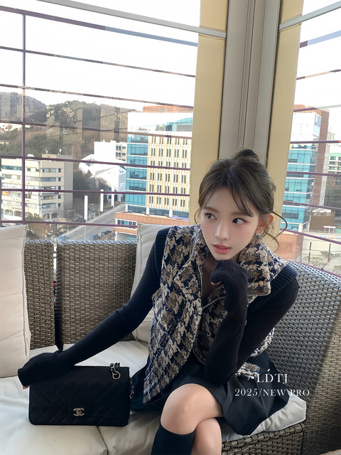 Ldtj Haute Couture'Beloved Fragrance' Winter and Autumn Elegant Tweed Plaid down Jacket Thick Short Coat Vest for Women