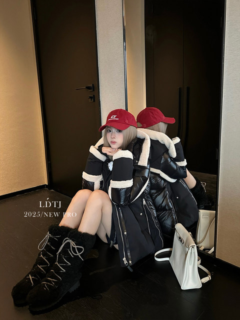 LDTJ high-end winter ski strap sheep genuine fur plus velvet warm thick heel thick-soled boots for women