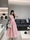 Ldtj Haute Couture Autumn Socialite Hepburn Style French Retro Square Neck Waist-Cinching Dress Strap Slim-Fit Dress