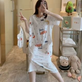 Летняя пижама, хлопковая длинная юбка, летнее мультяшное милое платье для школьников, длина макси, большой размер