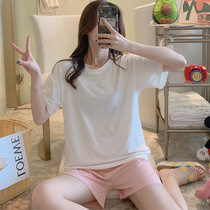 Sleepwear women Summer pure cotton short sleeves Two sets minimalist size casual ladies Home Residence Suits Outwear Summer