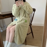 Коралловый бархатный зимний банный халат, утепленная демисезонная пижама, фланелевая длинная куртка