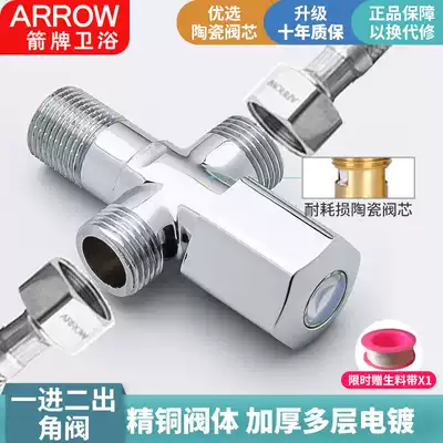 WRIGLEY bathroom one-in-two-out three-way angle valve All-copper faucet 304 stainless steel switch water stop valve triangle valve