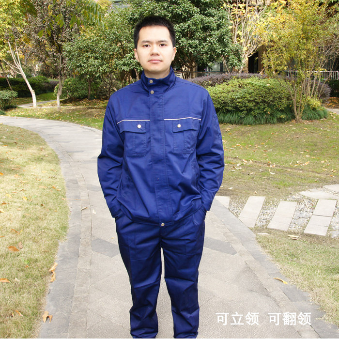 Spring autumn winter work clothes suit men's cotton long sleeve upright collar work clothes construction decoration outfit-out reflective cleaning engineering clothes