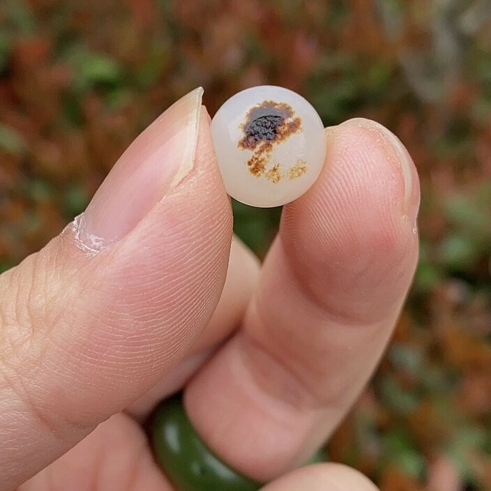 Authentic natural Xinjiang and field jade poly black leather seed stock round pearl 12mm grade white meat