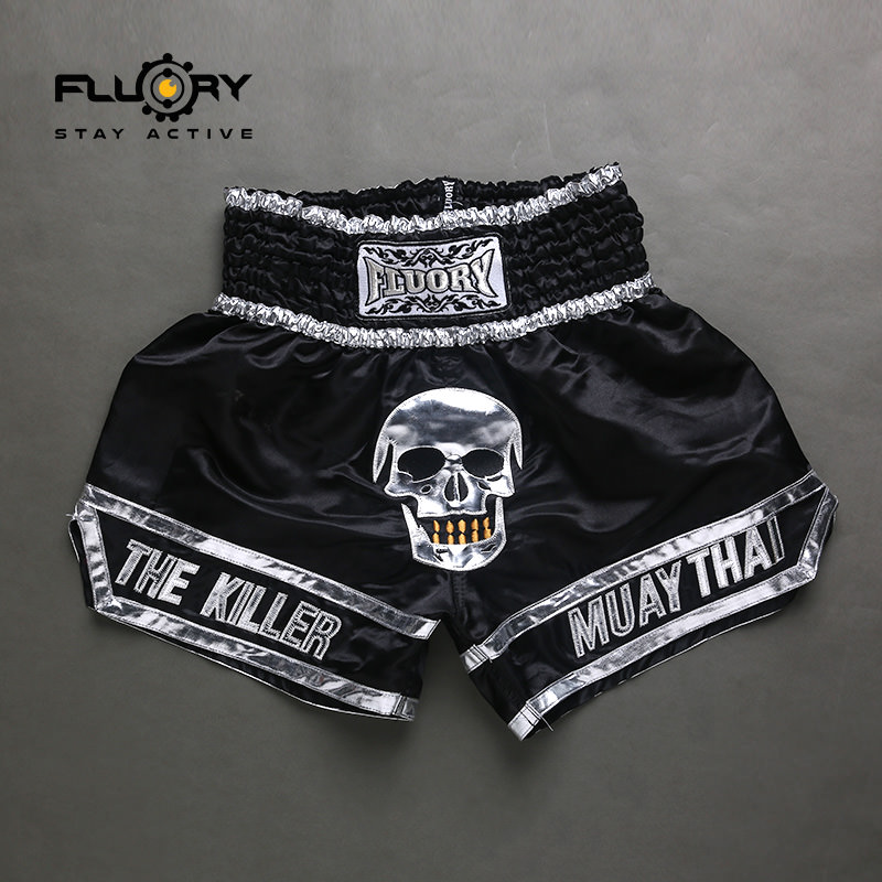FLUORY Fire Base professional punching shorts men and women children's fighting Sanda boxing suit skull Muay Thai shorts