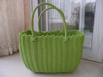 Fashion satchel portable basket Shopping basket Woven storage basket Picnic basket Shopping fruit gift Plastic rattan basket