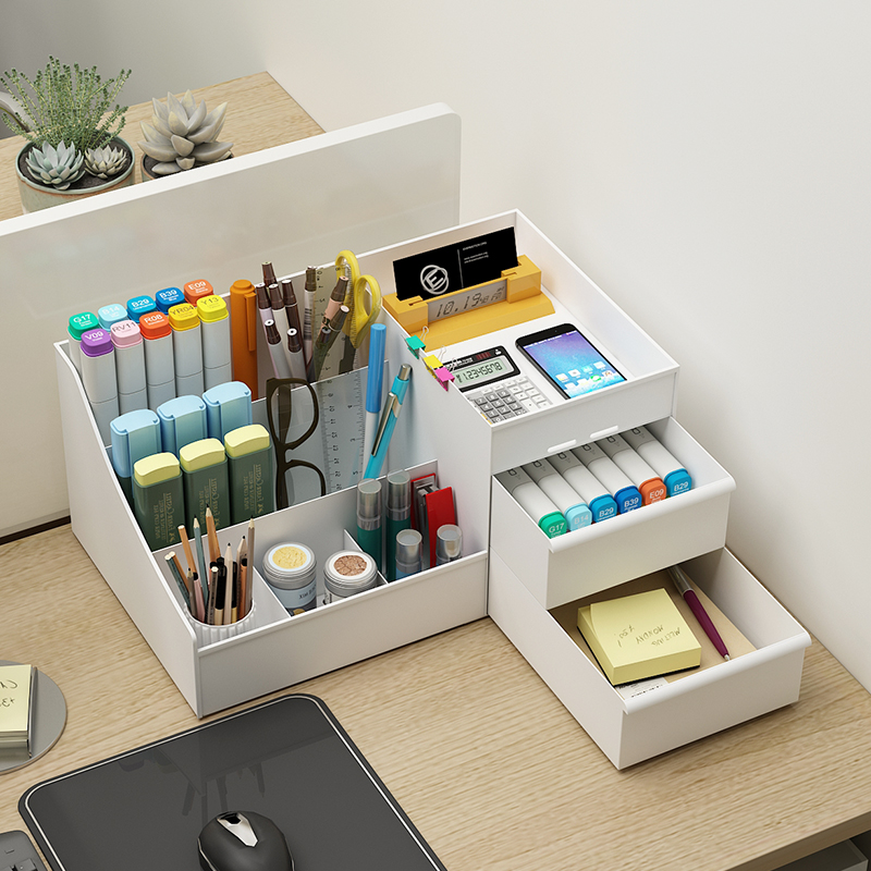 Pen Holder Creativity Fashion Cute Desktop Imitation Wood Transparent Large Capacity Children Cartoon Student Multifunctional Containing Box