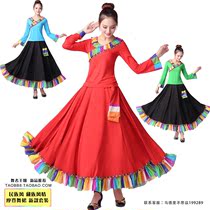  Modern dance skirt New suit Tibetan style square ballroom dance skirt Large skirt National standard dance skirt Half-body dance skirt