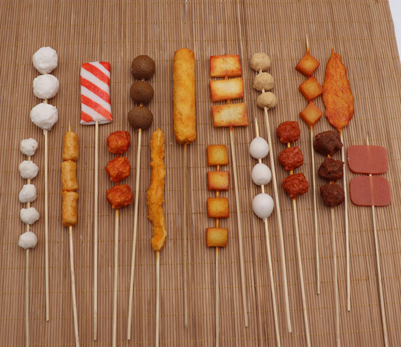 Simulation fake vegetables stick chicken fish tofu fish ball skewers barbecue skewers storefront display sample model meatballs