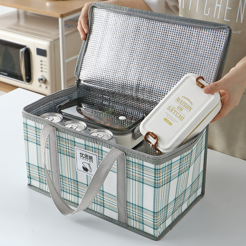Insulation bag Large capacity handbag picnic bag lunch box Aluminum foil thickened large lunch bag bag rice bag insulation bag