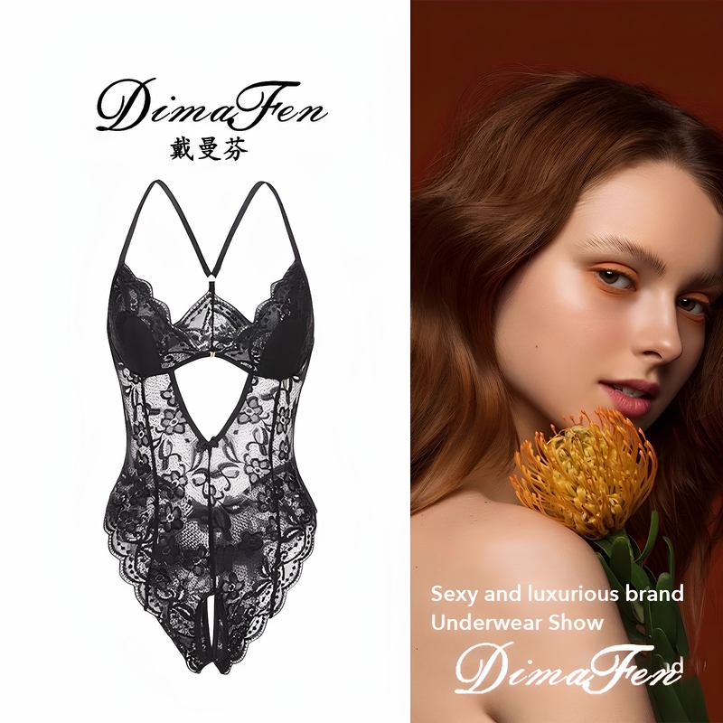 【Dai Manfen】One-Piece Lingerie with a Sensual Vibe for Women, Autumn Style, Thin Backless Design, Front Buckle, Pure Desire Style, Slim-Fitting Bodysuit