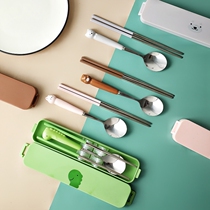 Student tableware for school special convenient chopsticks spoon set office workers high-value high-level primary school students ins style