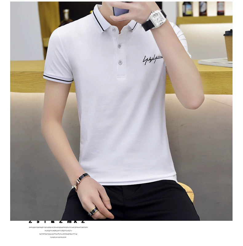 FLANDI2019 mùa hè mới cho nam áo polo ngắn tay nam cotton mỏng ve áo nửa cổ áo - Polo