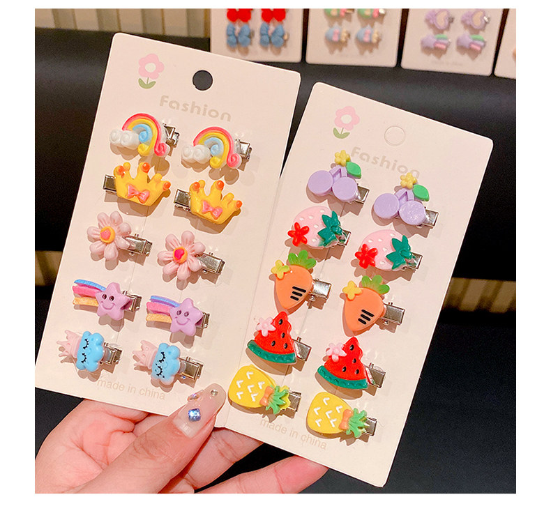 Daily Occasion Cute Cartoon Resin Hair Clip 10 Pieces