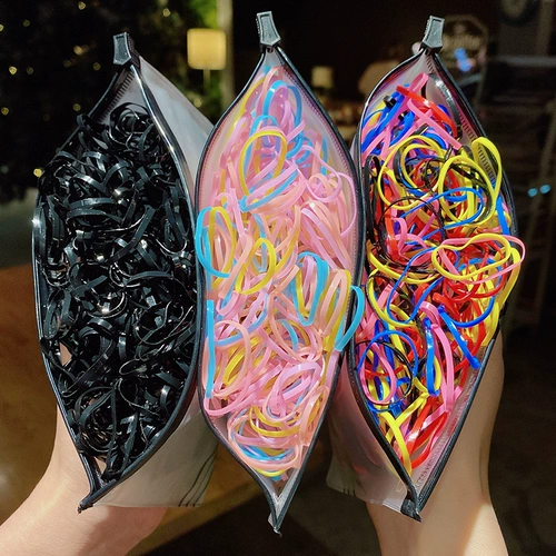 Безвредная детская черная одноразовая резинка для волос, аксессуар для волос, не повреждает волосы