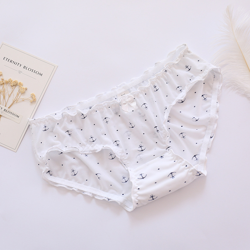 Nhật Bản dễ thương búp lụa sợi thấp eo quần lót cotton 裆 ngọt ngào gợi cảm mềm mại ít phụ nữ mỏng - Giữa eo shop đồ lót