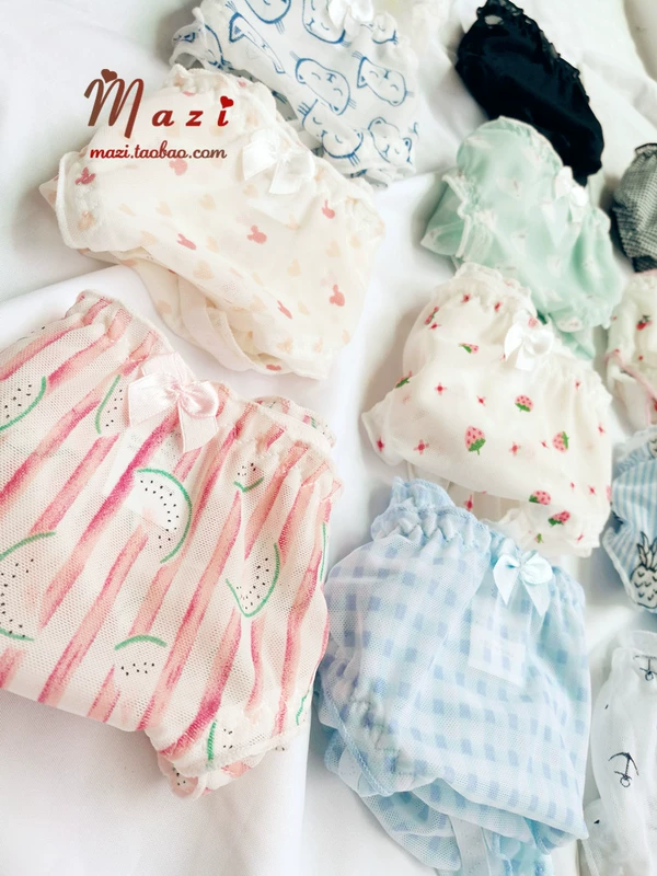 Nhật Bản dễ thương búp lụa sợi thấp eo quần lót cotton 裆 ngọt ngào gợi cảm mềm mại ít phụ nữ mỏng - Giữa eo