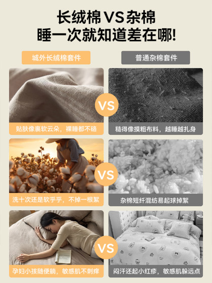 Outside the city 60 count pure cotton jacquard Xinjiang cotton bed four-piece bed sheet quilt cover 2026 new three-piece bed sheet