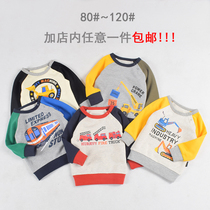 2019 new mens childrens baby car pattern pure cotton autumn long-sleeved pullover T-shirt sweater coat terry tide