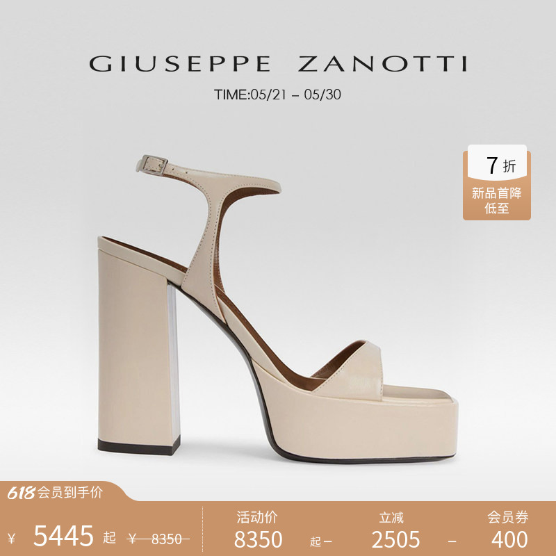 [New Product First Release] Giuseppe Zanotti Gz Women's Square-Toe Platform Sandals with Thick High Heels