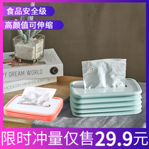 Silicone tissue box folding and lifting home restaurant coffee table creative drawing paper box simple organ desktop napkin paper box