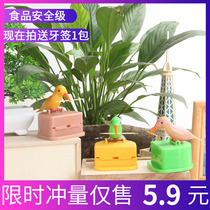 Net red with smart toothpick box automatic cartoon bird toothpick tube creative home living room press toothpick bucket