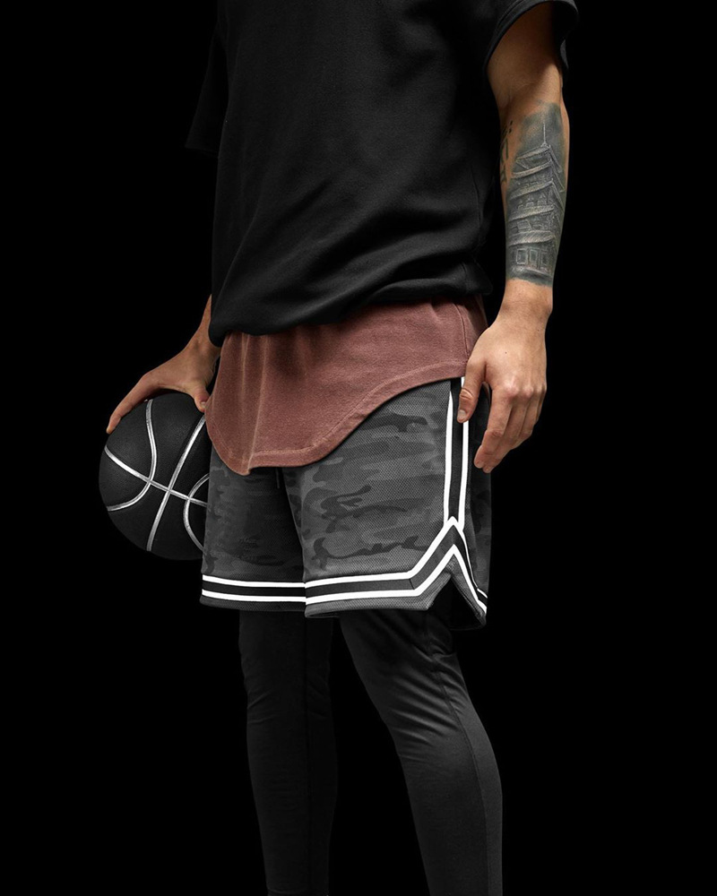 Summer basketball pants men's knee loose quick-drying sports shorts American fitness training camouflage five-point pants tide