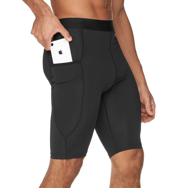 Black BackingBodybuilding train shorts elastic force Tight fitting Leggings male Quick drying Basketball pants motion run Beach pants Two suit