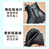 Martens, черные флисовые детские короткие сапоги для мальчиков, ботинки, осенние, тренд сезона