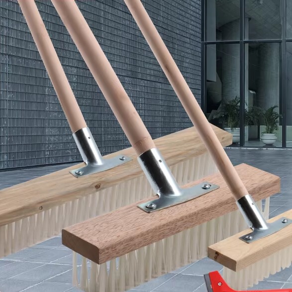 Long-Handled Nylon Medium-Hard Bristle Floor Cleaning Brush, Imitation Bristle Soft Bristle Floor Brush, Brown Bristle Hardwood Floor Brush, Hard Wire Brush