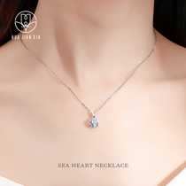 Moissan stone diamond necklace Female Clavicle Chain Sterling silver White gold Platinum pendant Tanabata Valentines Day Birthday gift to girlfriend