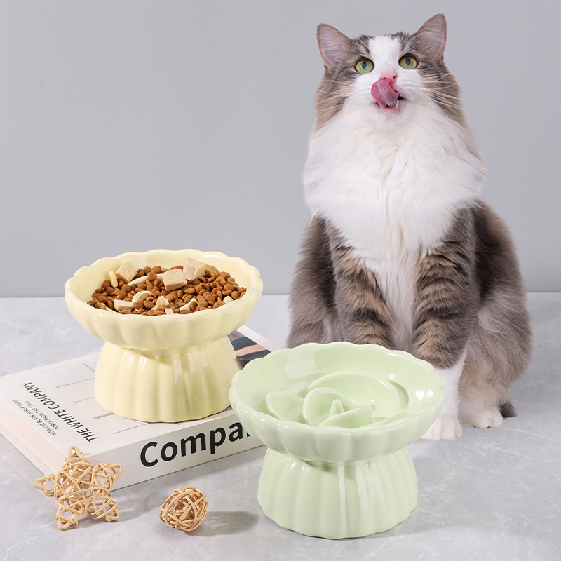 Ceramic Pet Bowl, Cat Slow Feeder Bowl, Anti-Choking, Slow Eating, Elevated Neck Protection Cat Food Bowl, Dog Bowl, Anti-Spill, Special for Puppies