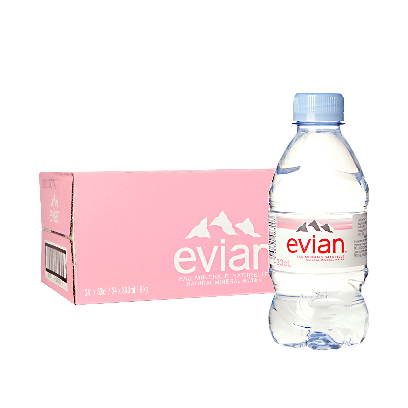 Evian mineral water imported from France 330ml*24 small bottle full box small bottle of high-end natural drinking water