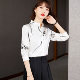 Early spring 2022 new silk tops chiffon shirts ladies high-end long-sleeved printed temperament Western-style shirts