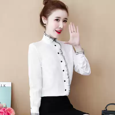 Stand neck chiffon shirt ladies long sleeve 2020 early autumn new fashion fashion foreign style base shirt