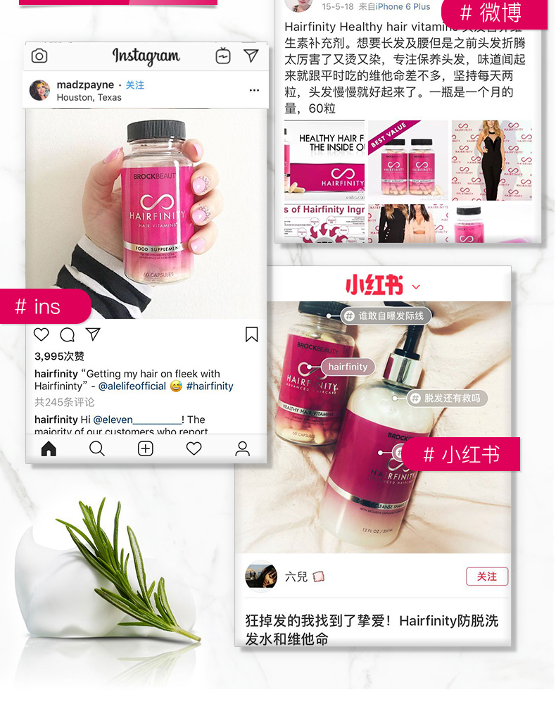 卡戴珊推荐  美国 Hairfinity 复合维生素生发护发胶囊 60粒 图6